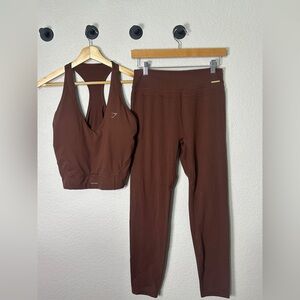 Whitney Simmons x Gymshark Set – Brown Leggings + Sports Bra, Size XL